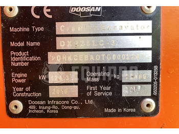 Doosan DX225LC-3 SANS GODETS Tracked Excavator - Crawler excavator: picture 5