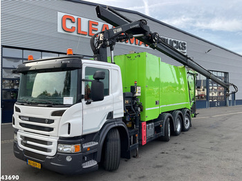 Scania P 360 Faun 18m³ + Hiab crane + Underground Container Washing Installation - Garbage truck